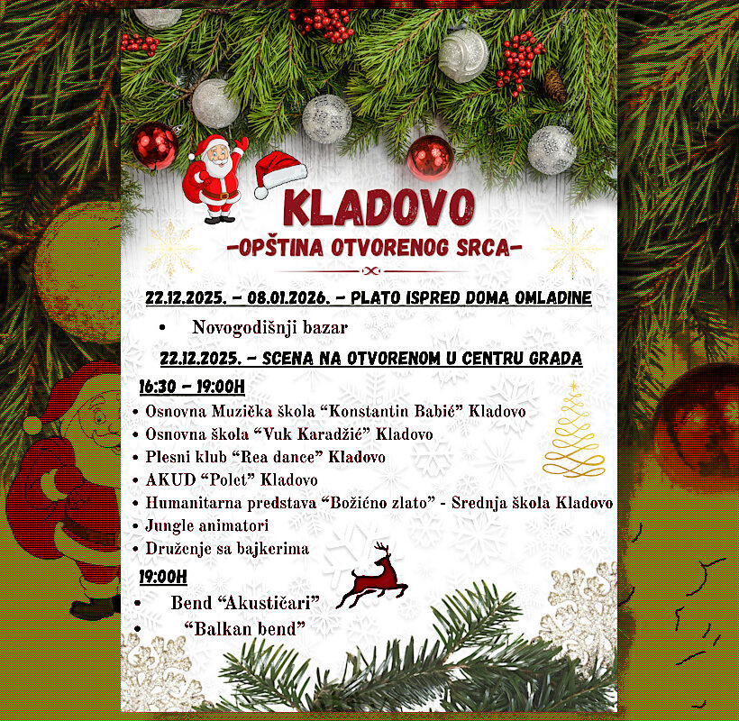 Кладово – општина отвореног срца - плакат децембар 2025.