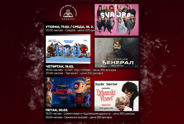 биоскопски репертоар за фебруар 2026. године